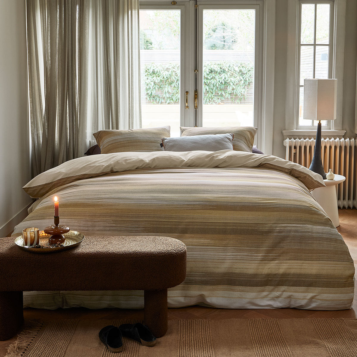 Bedding House Elie Natural Cotton Sateen Quilt Cover Set King