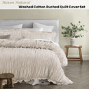 Vintage Design Homewares Haven Natural Washed Cotton Ruched Quilt Cover Set Double