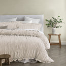 Vintage Design Homewares Haven Natural Washed Cotton Ruched Quilt Cover Set Queen