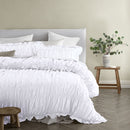 Vintage Design Homewares Haven White Washed Cotton Ruched Quilt Cover Set Queen