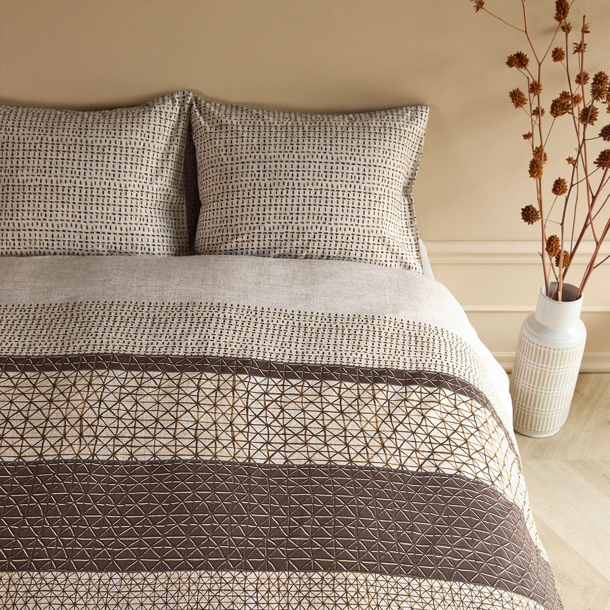 Bedding House Mathis Natural Cotton Quilt Cover Set Queen