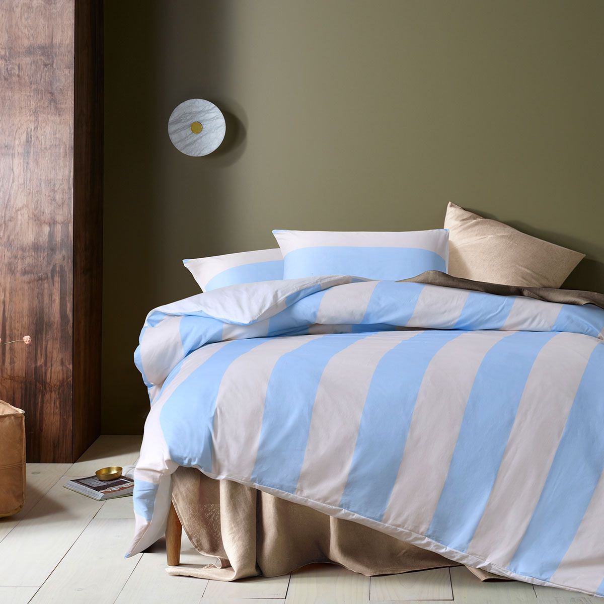 Accessorize Regency Blue Striped Washed Cotton Quilt Cover Set Super King