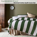 Accessorize Regency Green Striped Washed Cotton Quilt Cover Set Super King