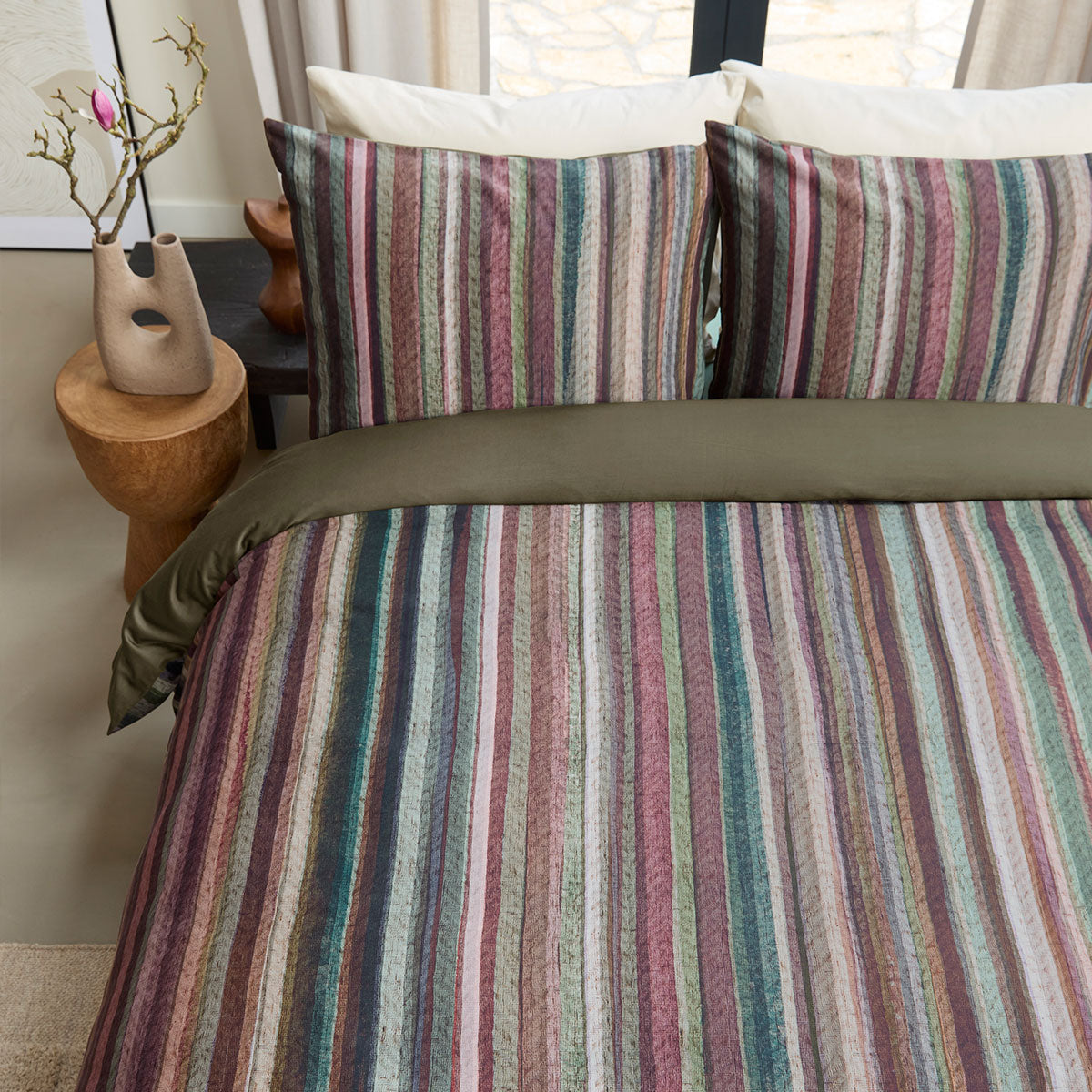 Bedding House Roman Multi Cotton Stripe Quilt Cover Set King