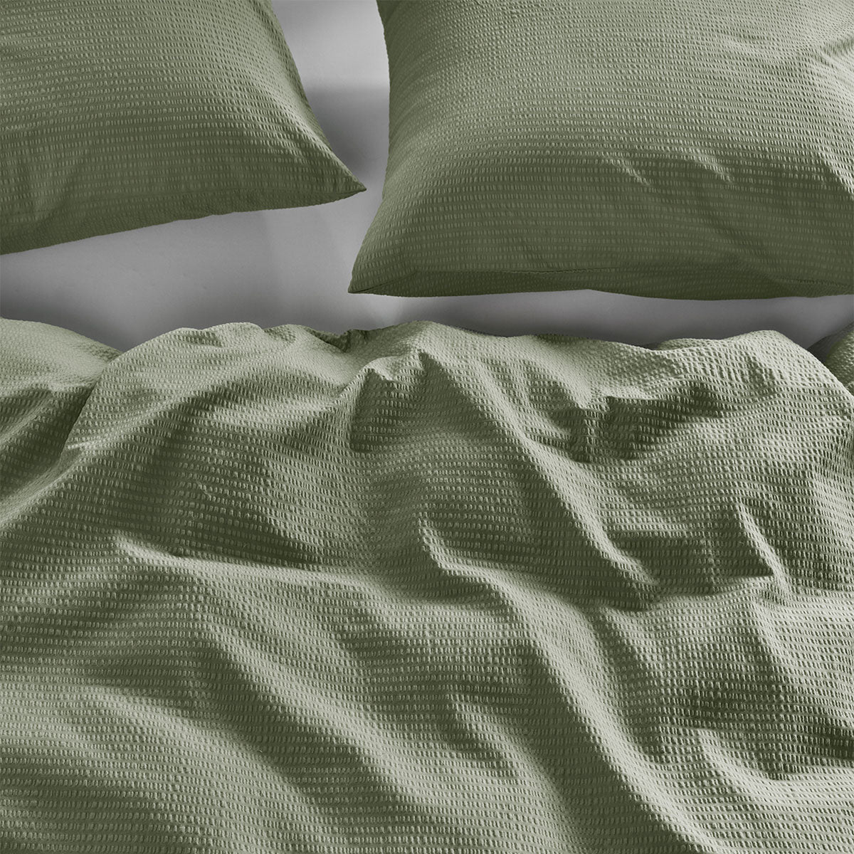 Bedding House Summer Green Seersucker Cotton Quilt Cover Set King
