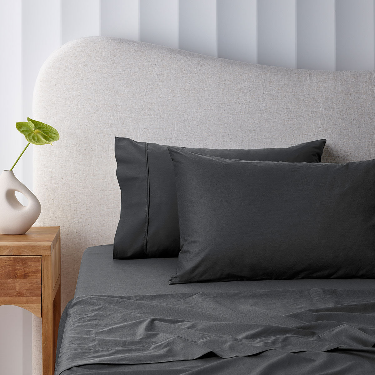 Accessorize 400TC Bamboo Cotton Sheet Set - Charcoal King Single