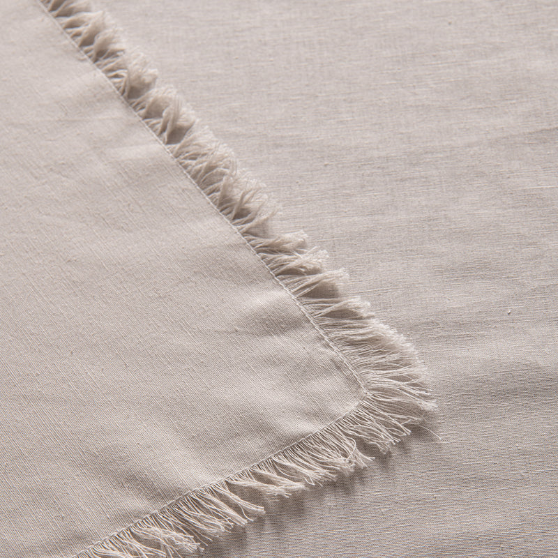 Vintage Design Homewares Gypsy Natural Fringed Washed Linen Cotton Tablecloth 150cm x 275cm