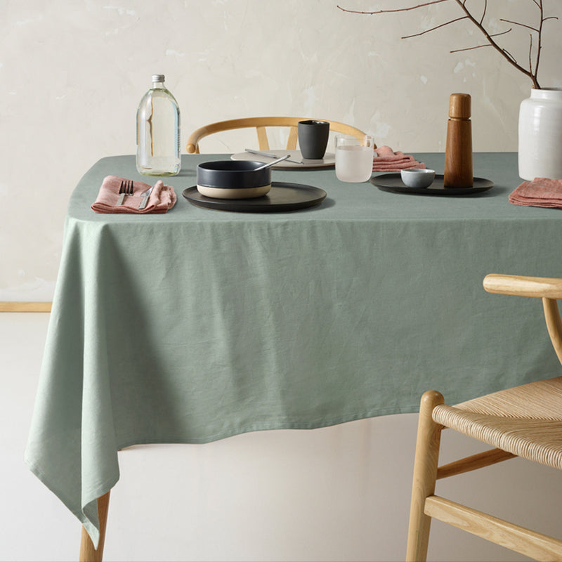 Vintage Design Homewares Helm Green Washed Linen Cotton Tablecloth 180cm x 400cm