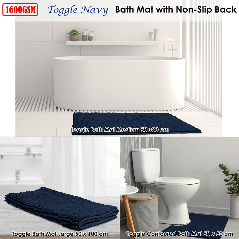 Toggle Microfiber Bath Mat Large Navy