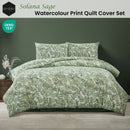 Ardor Solana Sage Watercolour Print Quilt Cover Set King