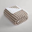 Ardor Carter Striped Boucle Throw Rug with Sherpa Reverse 130x170cm