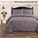 Ramesses Winter Night 3- Piece Mink Flannel Comforter Set Queen