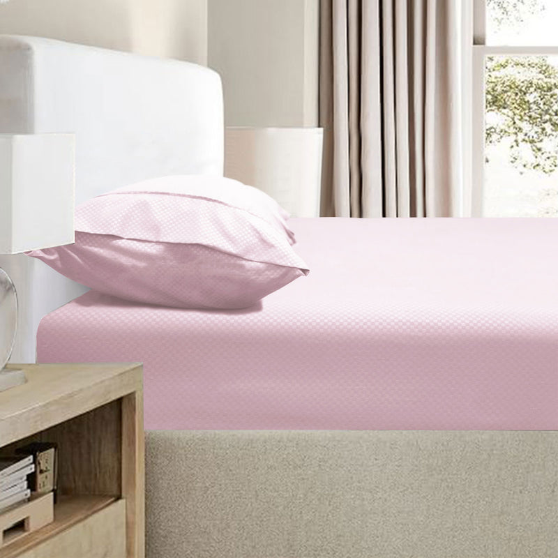 Ramesses 2000TC Bamboo Embossed Fitted Sheet Combo Set Pink King Single