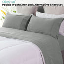 Ramesses Charcoal Pebble Wash Linen Look Alternative Sheet Set Double