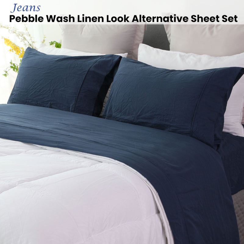 Ramesses Jeans Pebble Wash Linen Look Alternative Sheet Set King
