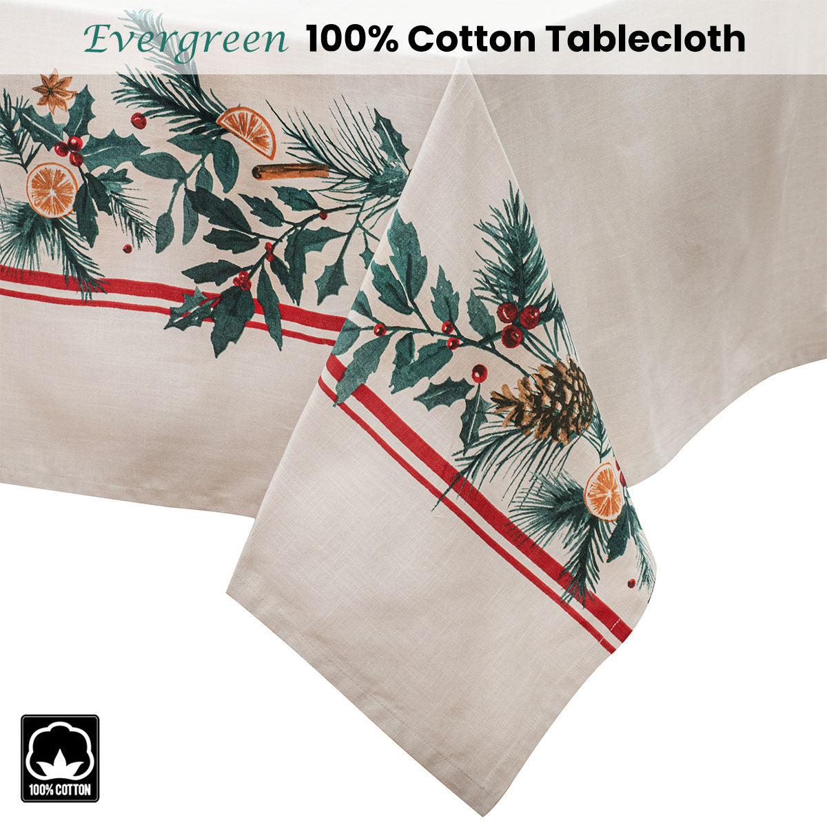 Ladelle Evergreen 100% Cotton Tablecloth 150 x 300 cm