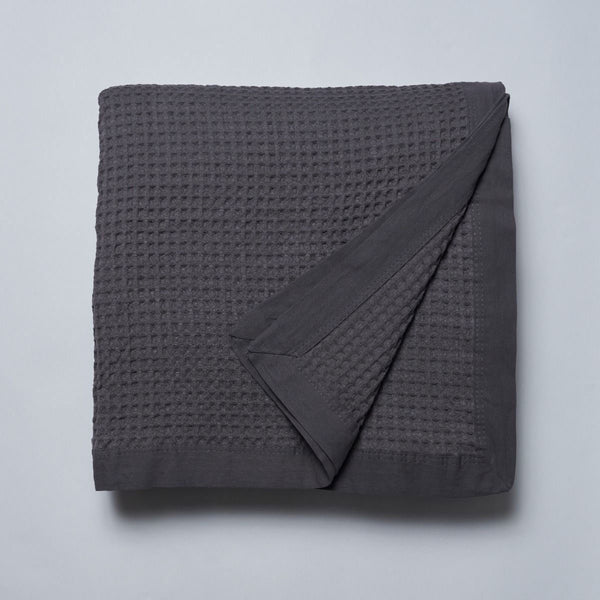 Logan and Mason Charcoal 100% Cotton Waffle Blanket Super King