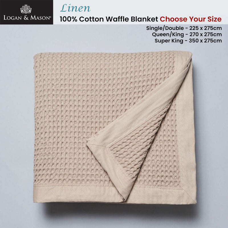 Logan and Mason Linen 100% Cotton Waffle Blanket Super King