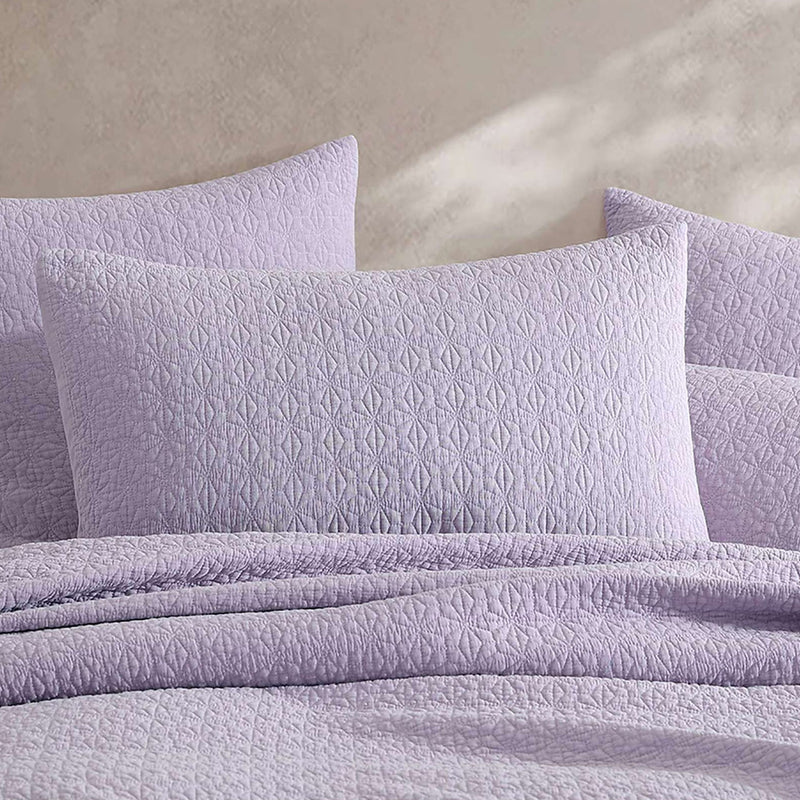 Platinum Collection Kayo Lilac Cotton Stone Wash Quilted Coverlet Queen/King