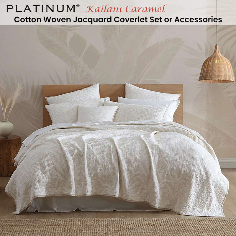 Platinum Collection Kailaini Caramel Cotton Woven Jacquard Coverlet Set Queen/King