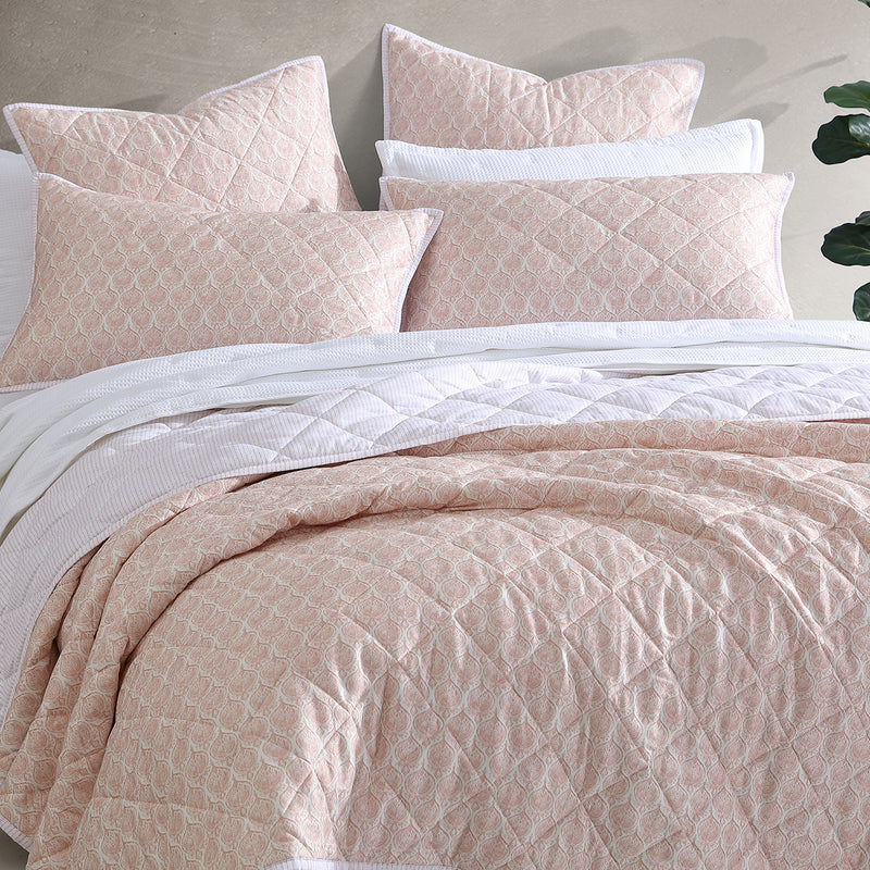 Logan and Mason Shelby Rose Cotton Rich Quilted Coverlet Set Single/Double