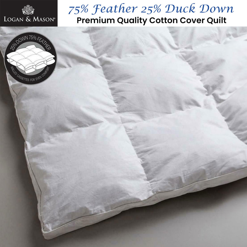 Logan and Mason 75% Feather 25% Duck Down Premium Quality Quilt Double