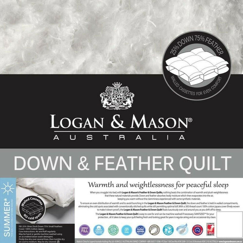 Logan and Mason 75% Feather 25% Duck Down Premium Quality Quilt Super King