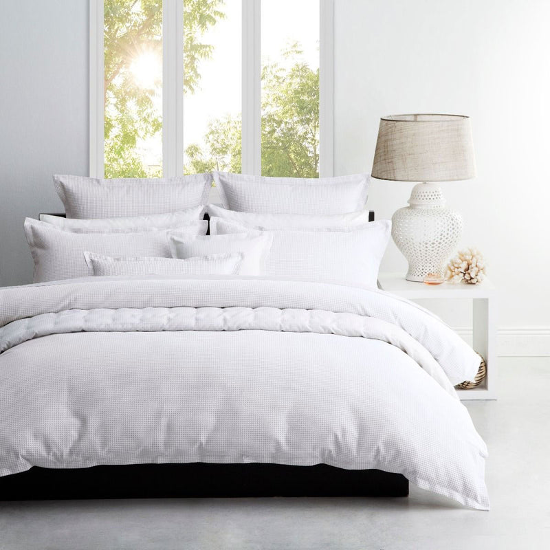 Platinum Collection Ascot White Waffle Quilt Cover Set Super King