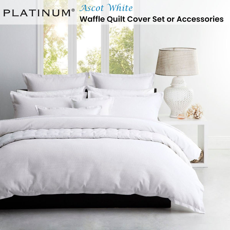 Platinum Collection Ascot White Waffle Quilt Cover Set Super King