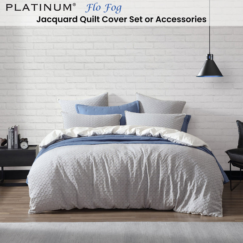 Platinum Collection Flo Fog Jacquard Geometric Quilt Cover Set Queen