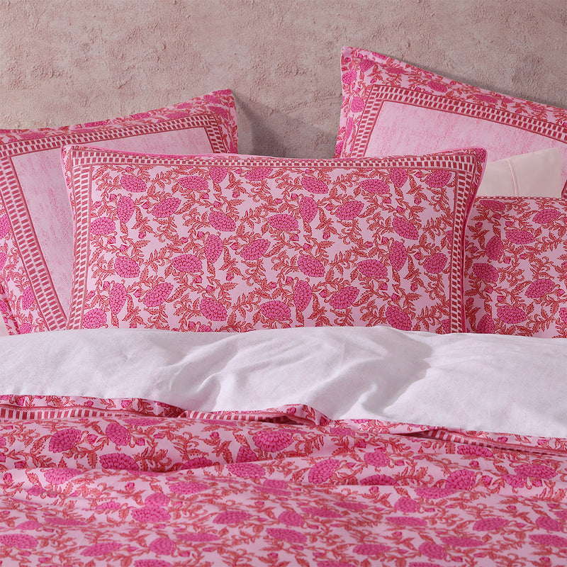 Logan and Mason 250TC Gatika Pink Cotton Sateen Quilt Cover Set Queen