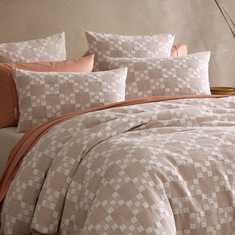 Platinum Collection Indi Stone Cotton Jacquard Quilt Cover Set King