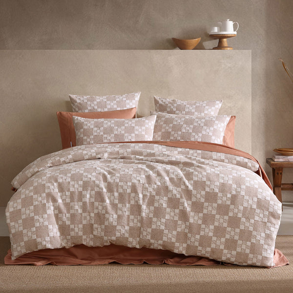 Platinum Collection Indi Stone Cotton Jacquard Quilt Cover Set Super King