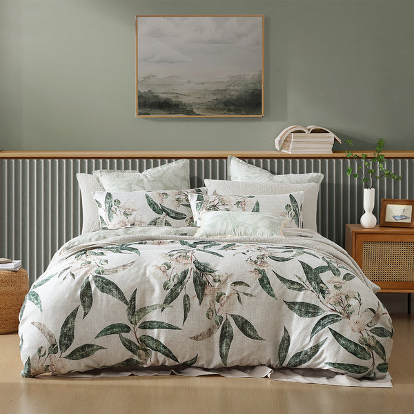 Logan and Mason 250TC Leeton Eucalyptus Cotton Sateen Quilt Cover Set King