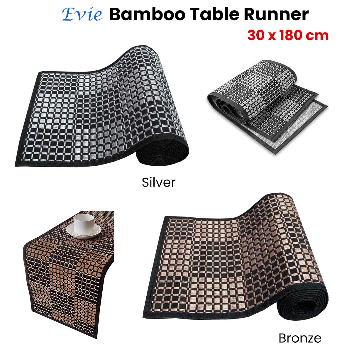 Evie Bamboo Table Runner 30 x 180cm Bronze