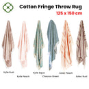 100% Cotton Fringe Throw Rug 125 x 150 cm Chevron Green