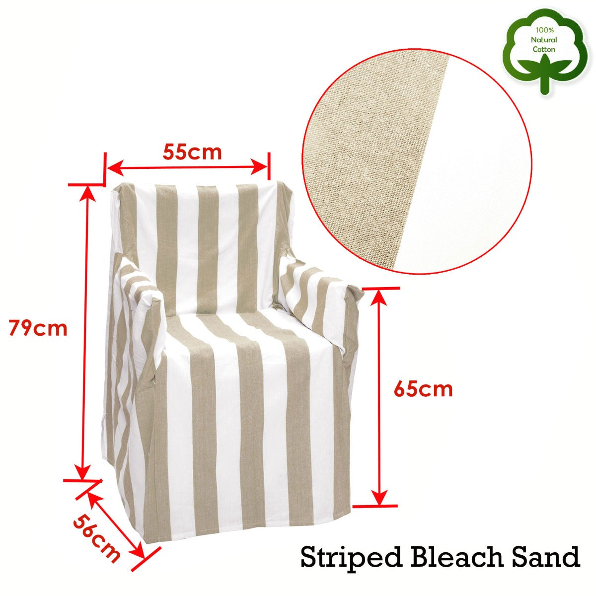 Rans Alfresco 100% Cotton Director Chair Cover - Striped Bleach Sand