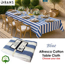 Rans Blue Alfresco Stripes Cotton Tablecloth - Choose from 2 sizes 150cm x 250cm