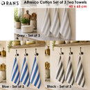 Rans Alfresco Stripes Cotton Set of 3 Tea Towels 45 x 65 cm Grey