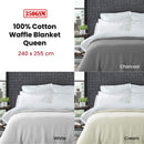Living @ Home 350gsm 100% Cotton Breathable Waffle Blanket Queen 240 x 255 cm Cream