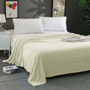 Super Soft Micro Flannel Plush Blanket Queen 220 x 240cm Cream