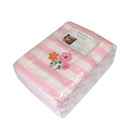 Living Home for Baby Girls Flowers and Bear Pack of 3 Embroidered Polar fleece Stripe Cot Blankets 100 x 140cm