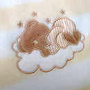 Living Home for Baby Girls Flowers and Bear Pack of 3 Embroidered Polar fleece Stripe Cot Blankets 100 x 140cm