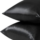 Pair of King Satin Silk Pillowcases with Envelope Closure 51 x 102 cm Black