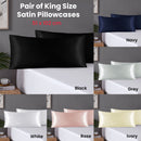 Pair of King Satin Silk Pillowcases with Envelope Closure 51 x 102 cm Navy