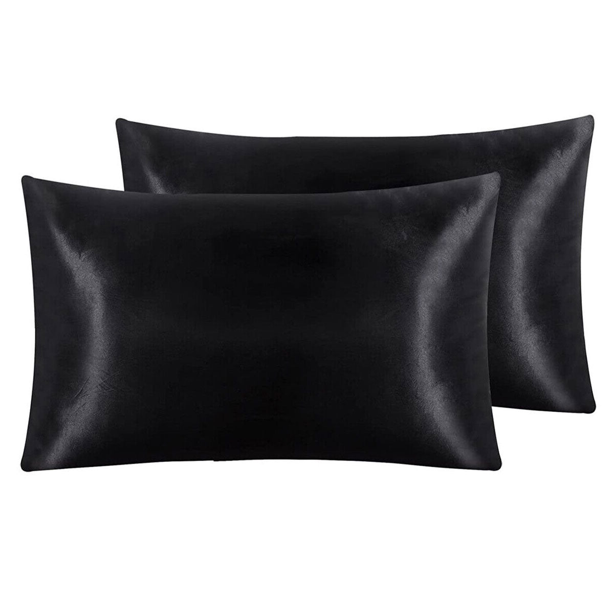 Pair of Standard Satin Silk Pillowcases with Envelope Closure 51 x 76 cm White