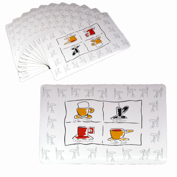 Set of 12 PVC Easy Care Placemats - Coffee House