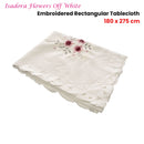 Isadora Flowers Off White Embroidered Rectangular Tablecloth 180 x 275 cm