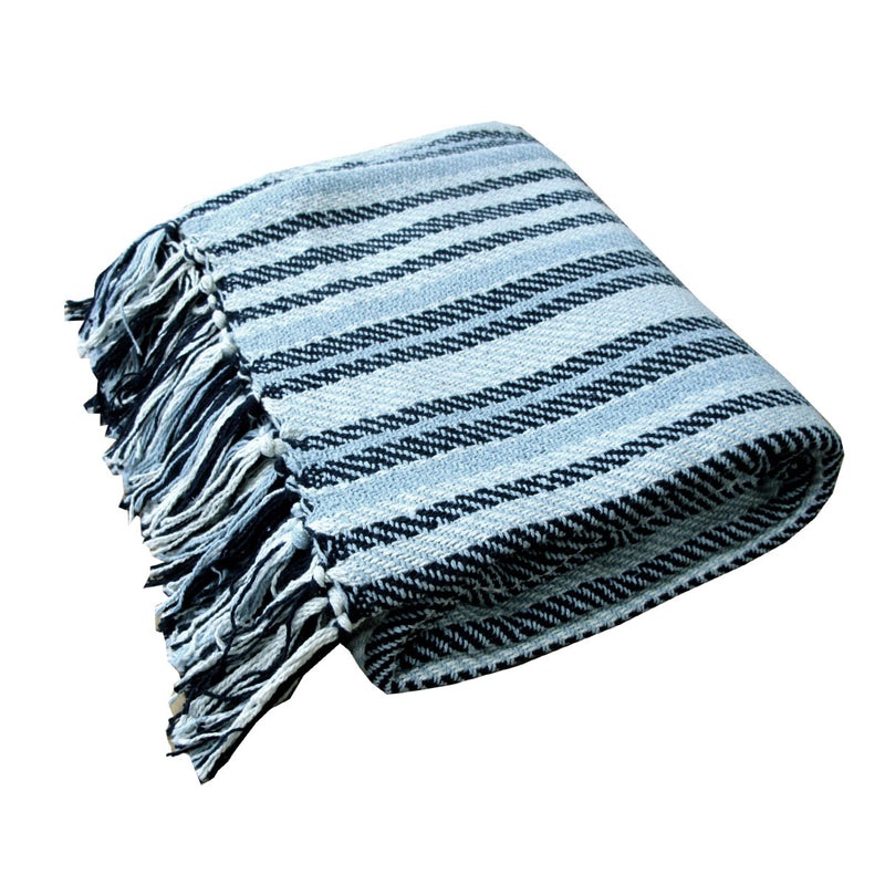 Stella 100% Cotton Knitted Throw Rug Sky Multi