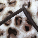 750gsm 3.5kg Double Layer Animal Print Faux Mink Blanket Queen 200x240 cm Taupe Jaguar